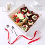 Бенто‑торт «Белый с малиной» и 5 шоколадных капкейков